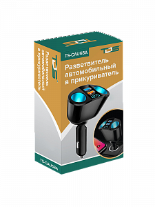 Разветвитель прикуривателя автомобильный на 2 гнезда + 2*USB TDS TS-CAU68A